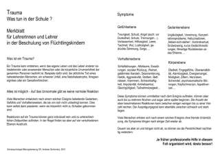 Merkblatt für LehrerinnenA4, Trauma : Was tun inder Schule ?